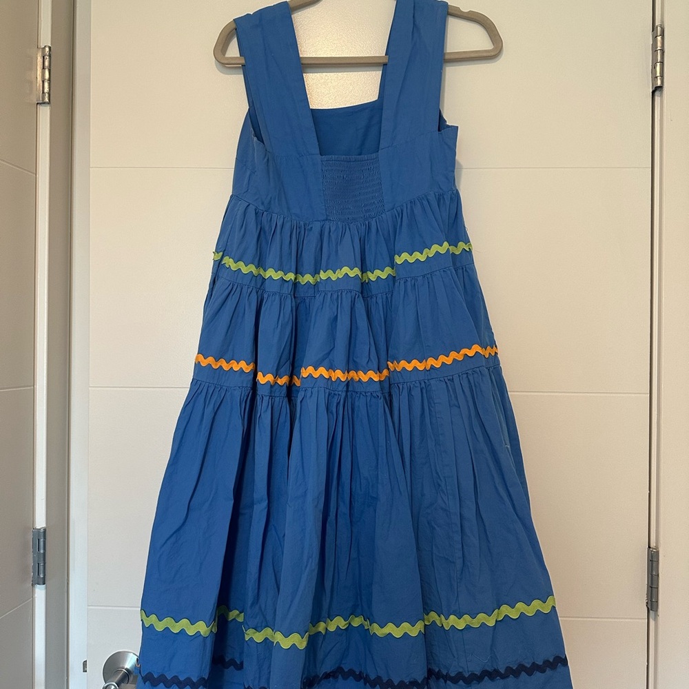Anthropologie Blue Midi Dress with Colorful Accents - Picture 3 of 4